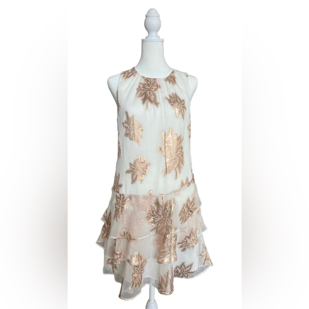 Express Sleeveless Creamy and Gold Floral Dress Size XS - Medium